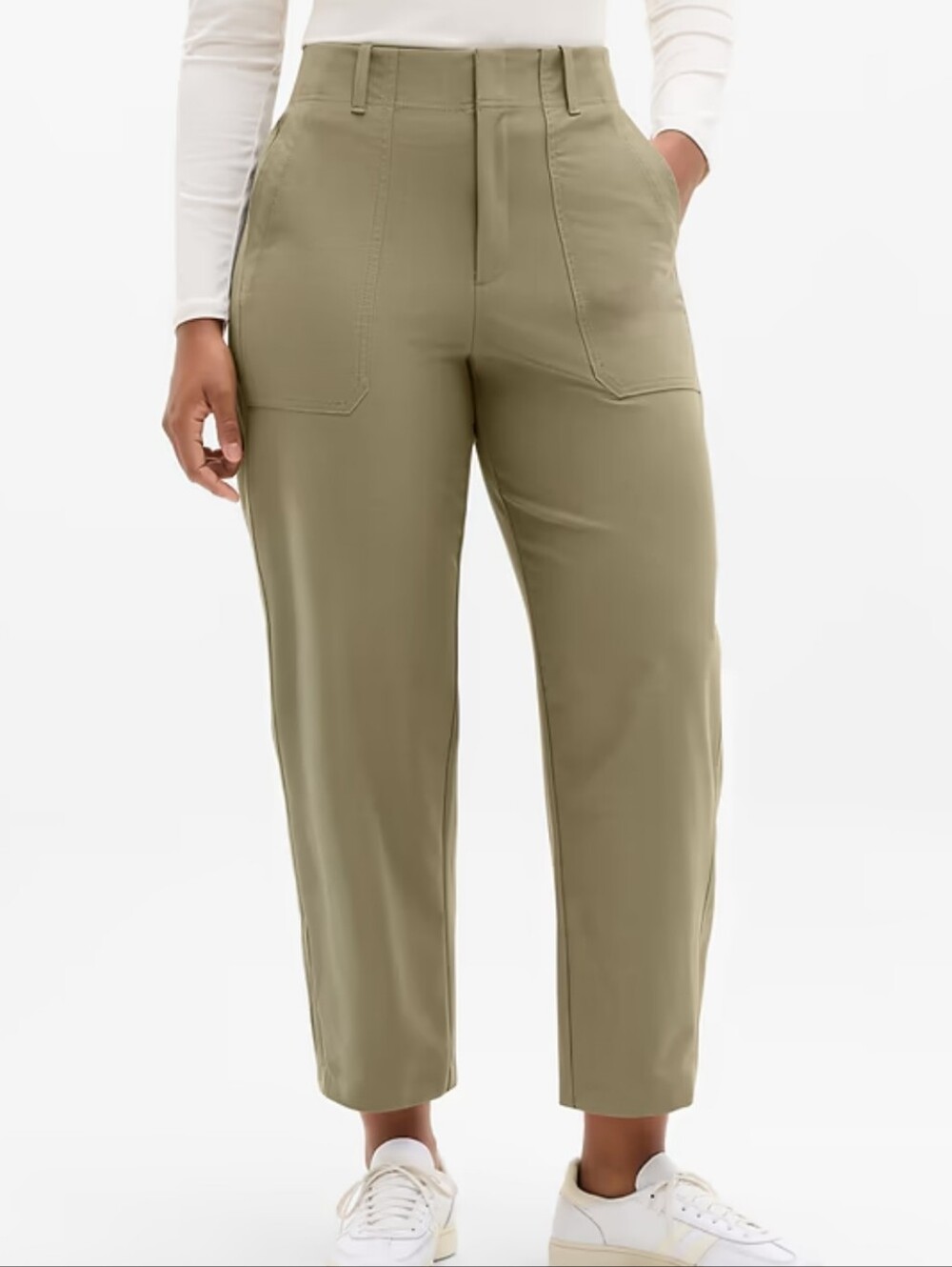 Athleta Skyline High Rise Barrel Leg Pant in Olive Green Sz 2